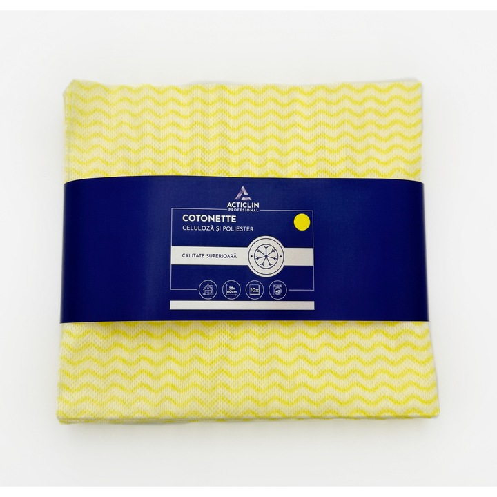Lavete profesionale Acticlin Cotonette pentru zone sensibile, absorbante, fara scame, 10 buc/pachet, Galben