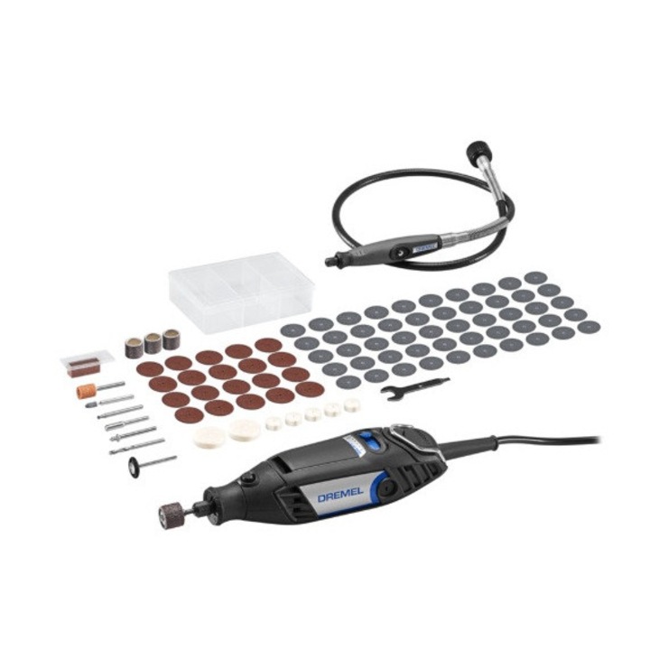 Мултифункционален инструмент Dremel 3200-1/90 EU, F0133200JA, 130W, Обороти 10.000-33.000об/мин, Захващане на аксесоари EZ Twist, Гъвкав вал и 90 аксесоара