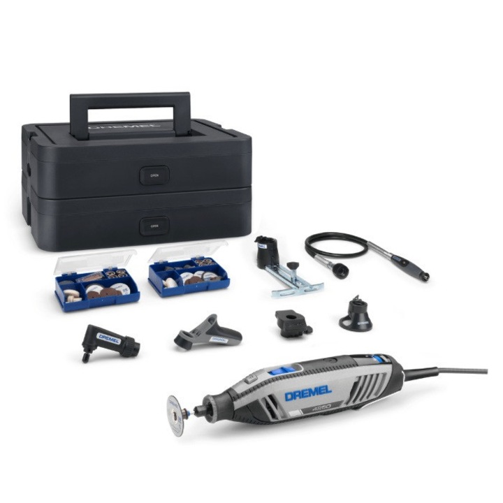 Мултифункционален инструмент Dremel 4250 6/128, F0134250JS, 175W, Обороти 5000-35000 об/мин, Захващане на аксесоари EZ Twist, 128 аксесоара и 6 приставки
