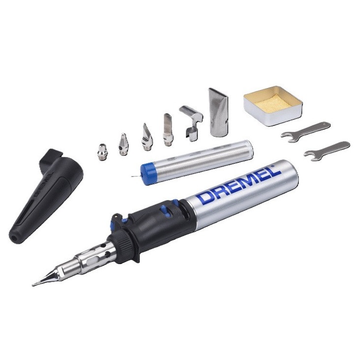 Dispozitiv de sudat Dremel 2000-7, F0132000JD, aprindere piezo, rezevor 12ml/7g gaz butan, control variabil al temperaturii 550 °C-1200°C