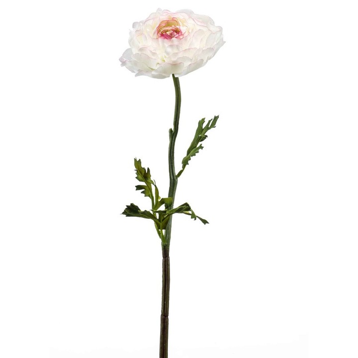 Floare artificiala Ranunculus tip spray, crem/roz, 50 cm