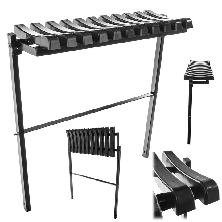 Banca pliabila, KADAX, 77x72,5cm, neagra, usor de transportat, rezistenta la intemperii, pentru gradina