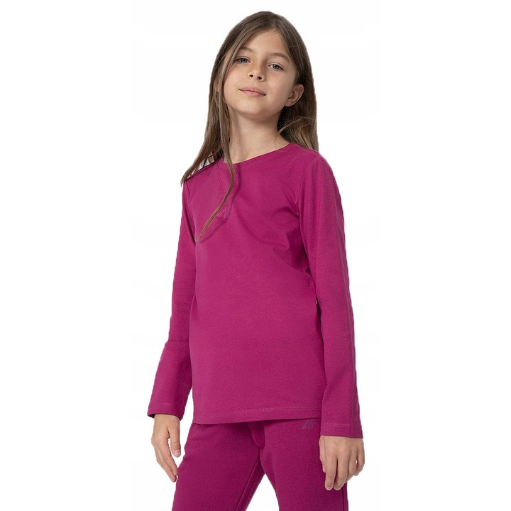Bluza copii, 4F, longsleeve, pentru fete, bumbac, 152 CM