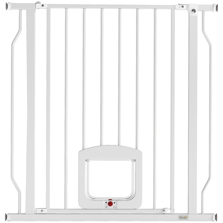 Poarta pentru Animale de Companie, PawHut, Otel, ABS, 85 x 5.5 x 76 cm, Alb