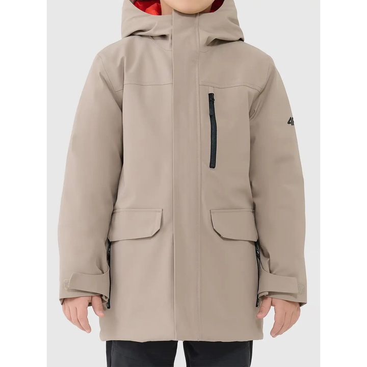 Geaca copii, 4F, parka izolata, bej, membrana 5000