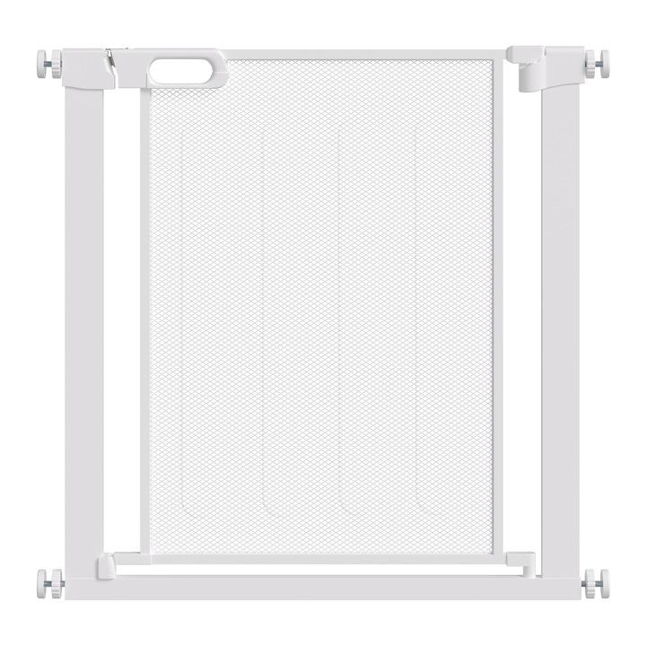 PawHut Poarta Reglabila pentru Caini cu Inchidere Automata, din Otel si ABS, 75-82x76 cm, Alba