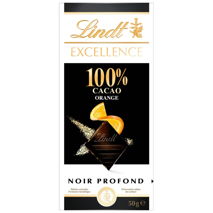 Tableta de ciocolata, dark cu portocale, Lindt 50 g