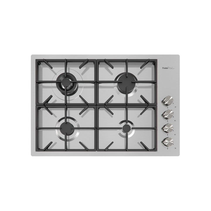 Plita pe gaz incorporabila Foster, Milano, 4 arzatoare, inox, 82x56x7.2cm
