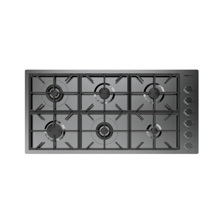Plita incorporabila pe gaz Foster, Milano, 115 cm, 6 arzatoare, finisaj PVD, antracit