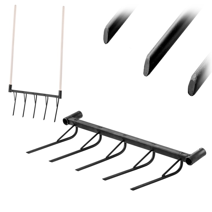 Kultywator manual KADAX, 75x47cm, 32cm, negru, cu trunchi din lemn