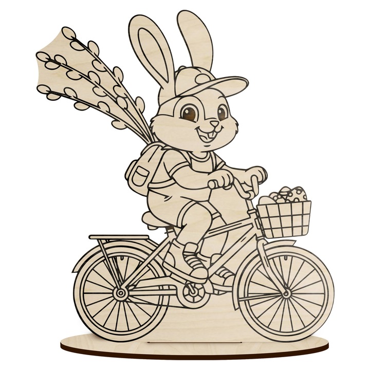 Figurina din lemn, SMX, iepuras de Paste, 10x9 cm