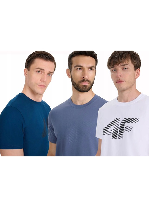 Tricouri barbati, 4F, set complet 3 bucati, multicolor, bumbac, 2XL INTL