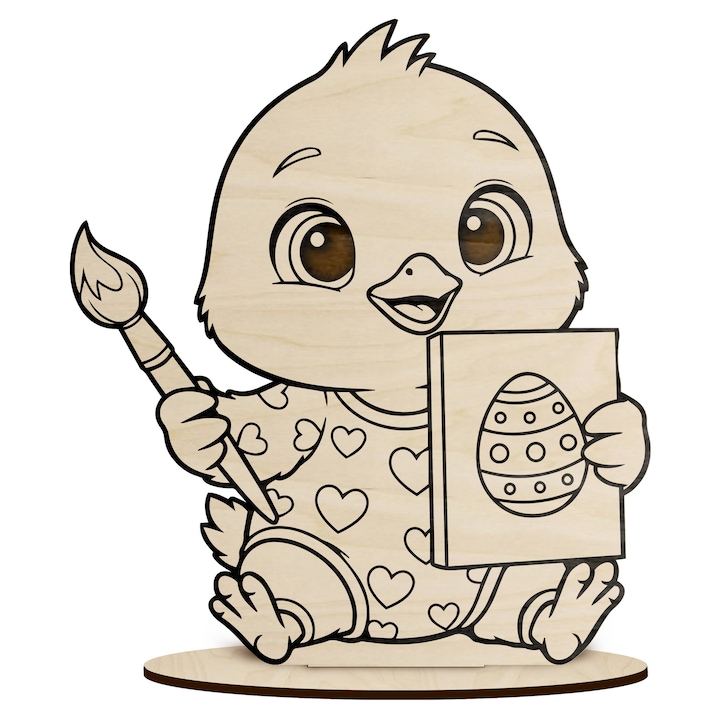 Figurina decorativa, din lemn, SMX, design de Paste, 10x9cm