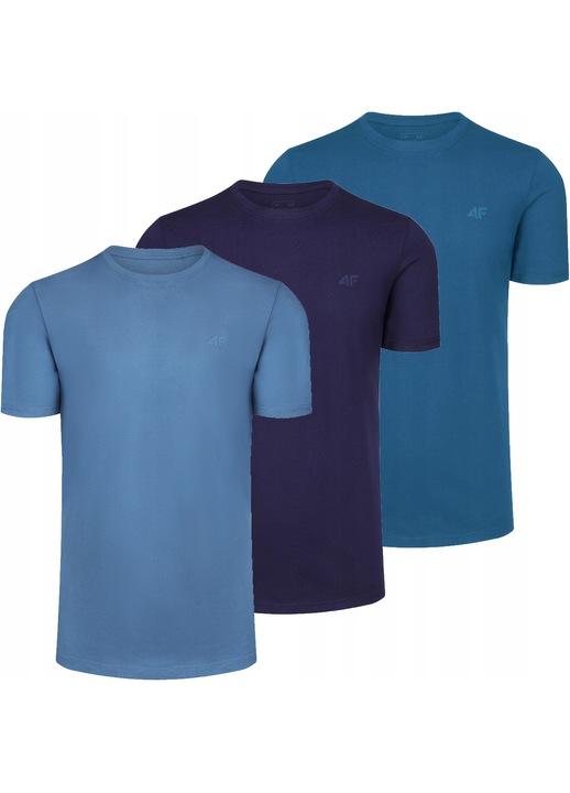Tricouri barbati, 4F, set tricouri 3 bucati, bleumarin, bumbac, S INTL