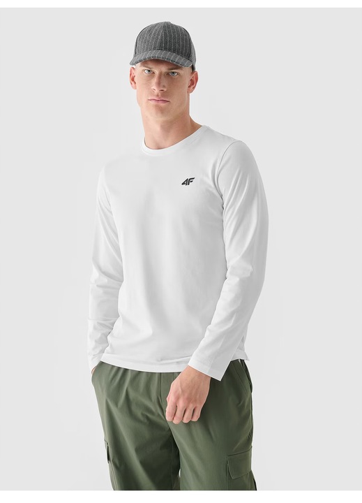 Bluza barbateasca 4F, maneca lunga, alb, 3XL INTL