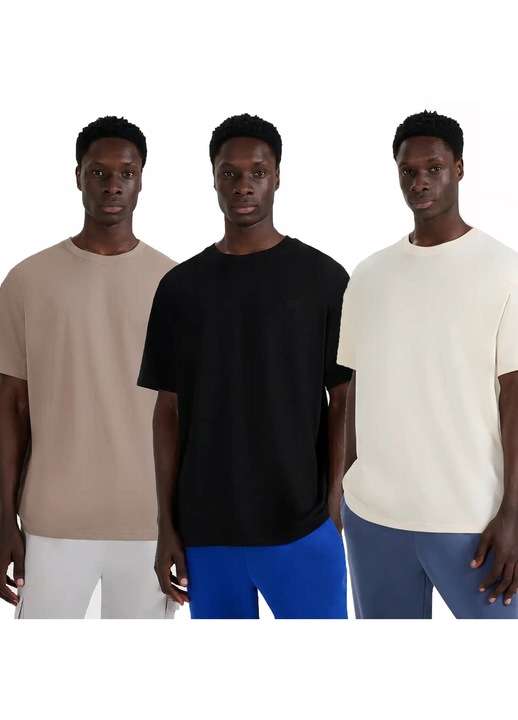 Tricouri barbati, 4F, set complet 3 bucati, multicolor, bumbac