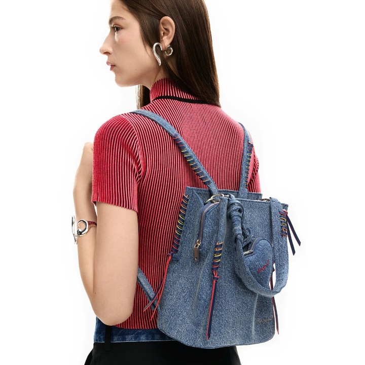 Rucsac dama, Desigual, Denim, albastru, 23x15x28 cm