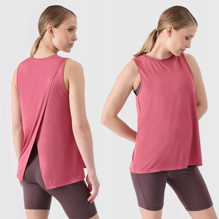 Maiou sport dama 4F oversize, culoare roz, material respirabil