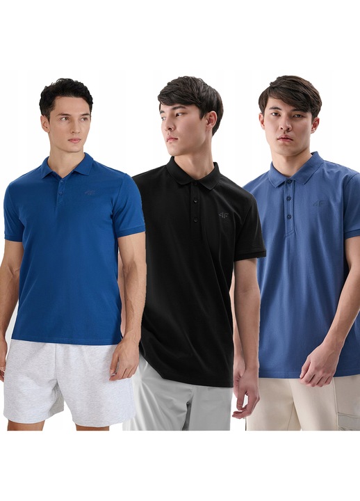 Tricou polo barbati 4F set complet 3 bucati, multicolor, bumbac, S INTL