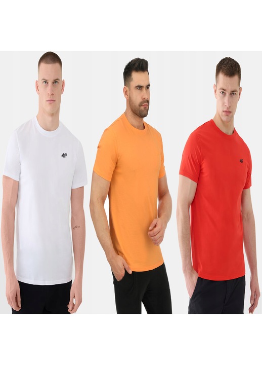 Tricouri barbati 4F set complet 3 bucati multicolor bumbac