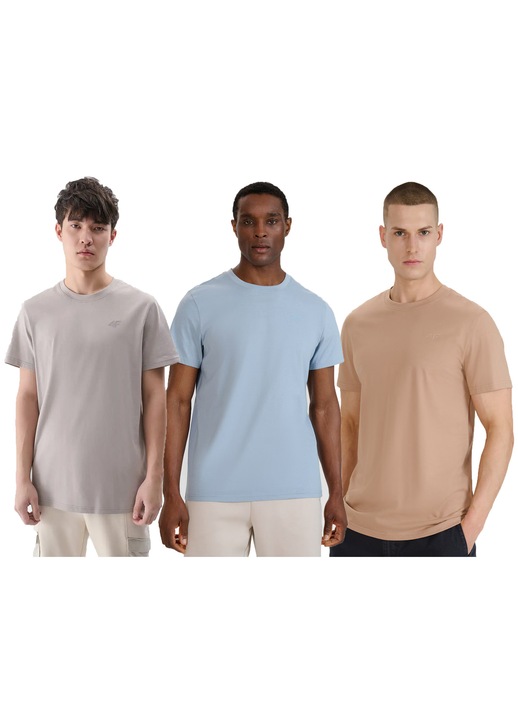 Tricouri de barbati 4F set 3 bucati, multicolor, bumbac