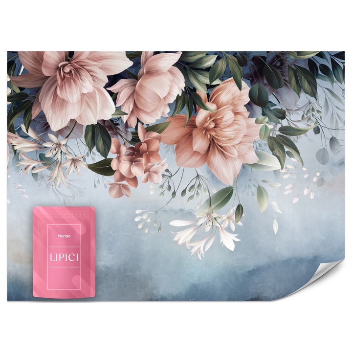 Fototapet Muralo Bujori Roz 250x175 Nori Natura Pentru Salon Modern