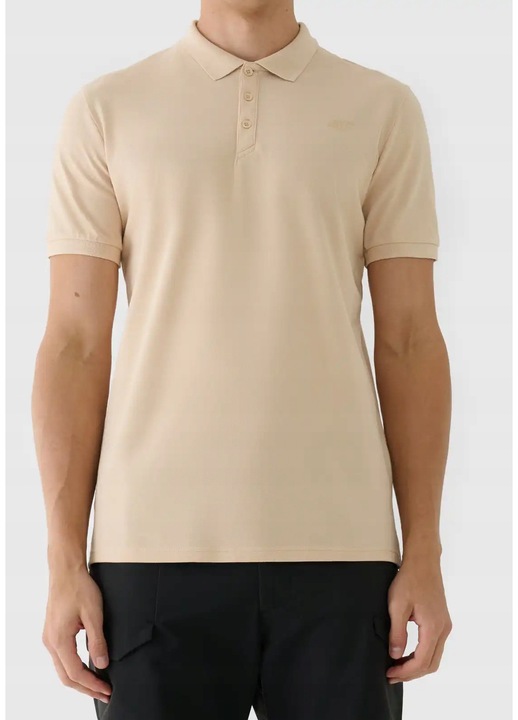 Tricou polo barbati 4F, basic, bej, bumbac, 3XL INTL