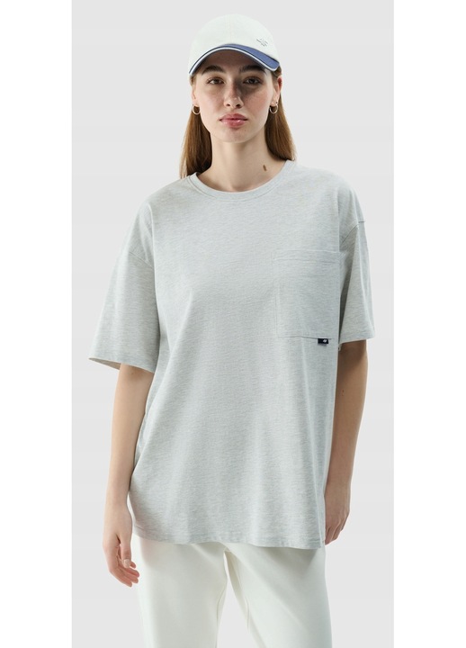 Tricou unisex 4F oversize, gri, bumbac, XS INTL