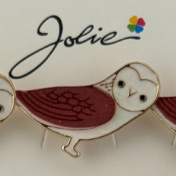 Set 12 Brose Martisor pentru Copii, Jolie, Model Bufnita, Auriu Maro