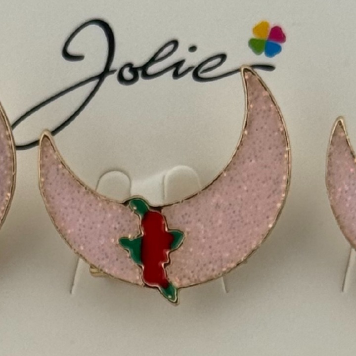 Set 12 Brose Martisor pentru Copii, Jolie, Model Semiluna cu Trandafiri, Roz