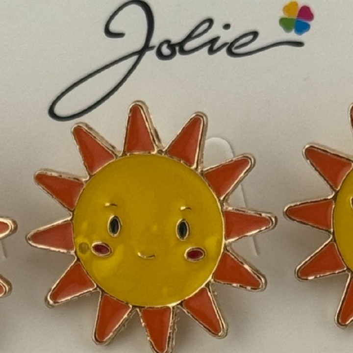 Set 12 Brose Martisor pentru Copii, Jolie, Model Soare, Galben