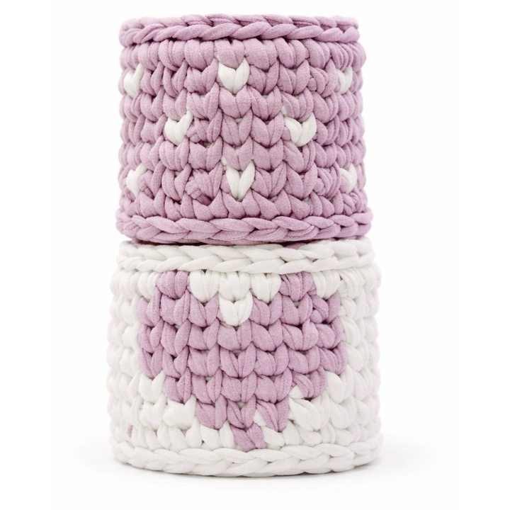 Set 2 Cosulete Crosetate cu Model „ Inimioara”