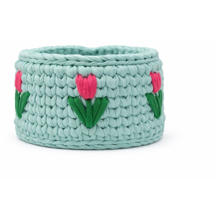 Cos Crosetat cu Model Lalele, Handmade