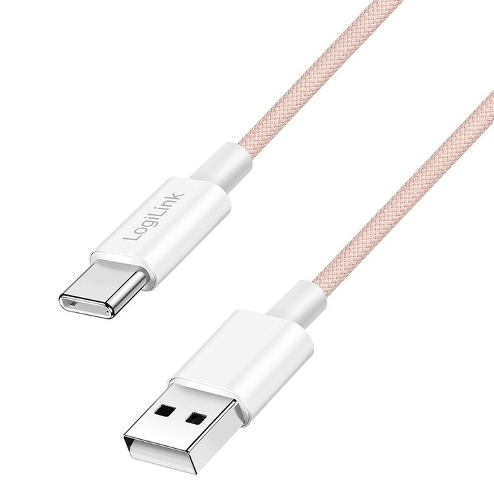 Logilink USB 2.0 Type-C C/M - A/M 60W cable 1m Pink, 301869, Kábel