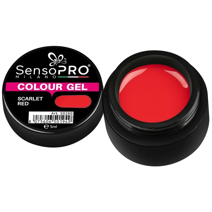 Gel UV Colorat Scarlet Red 5ml, SensoPRO Milano