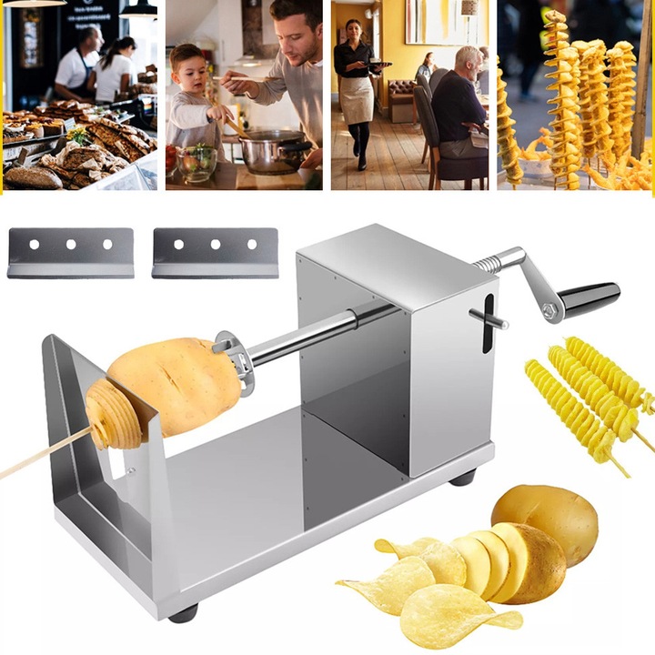 Taietor manual spiralat de cartofi CHOOLY, otel inoxidabil, argintiu, 25, 5x14x11, 5cm