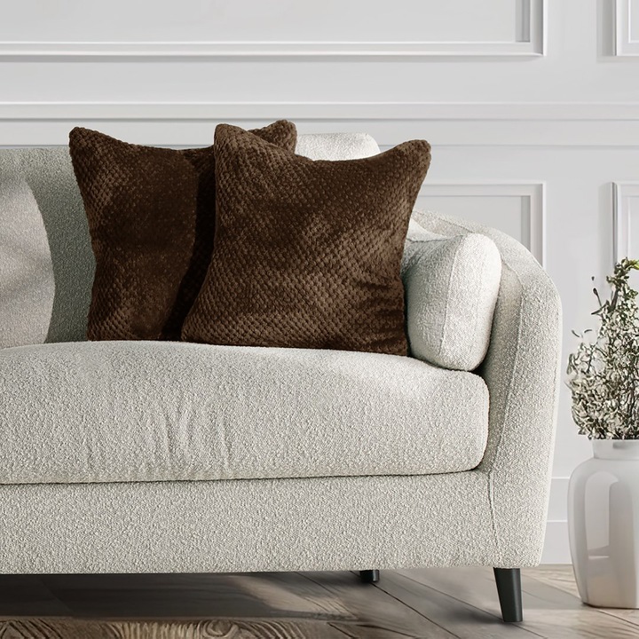 Set 2 huse pernute decorative cu fermoar, Henry, 240 g/m2, 45 x 45 cm, Maro