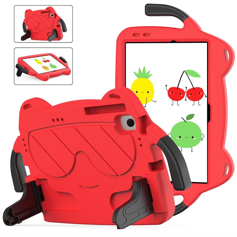 Husa de protectie pentru tableta pentru copii, Aiorber, compatibila cu Samsung Tab A9 8.7" X115 2023, rezistenta la socuri, cu suport, design dragut cu personaje de desene animate, rosu