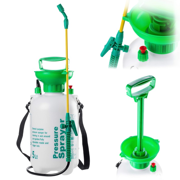 Pulverizator manual de gradina KADAX 5L, duza de alama, verde, functie de lucru constanta