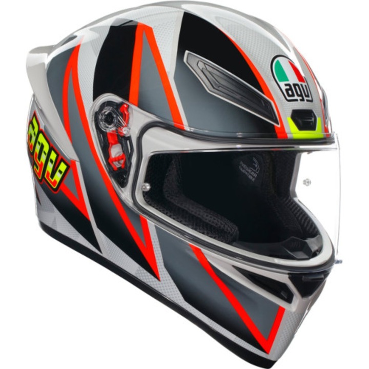 Casca moto AGV K1 S, gri/roșu, 2XL, aerodinamică, interior lavabil