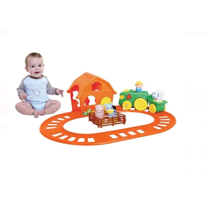 Ferma de animale pentru copii, cu Tren si Animale, UnderShop®