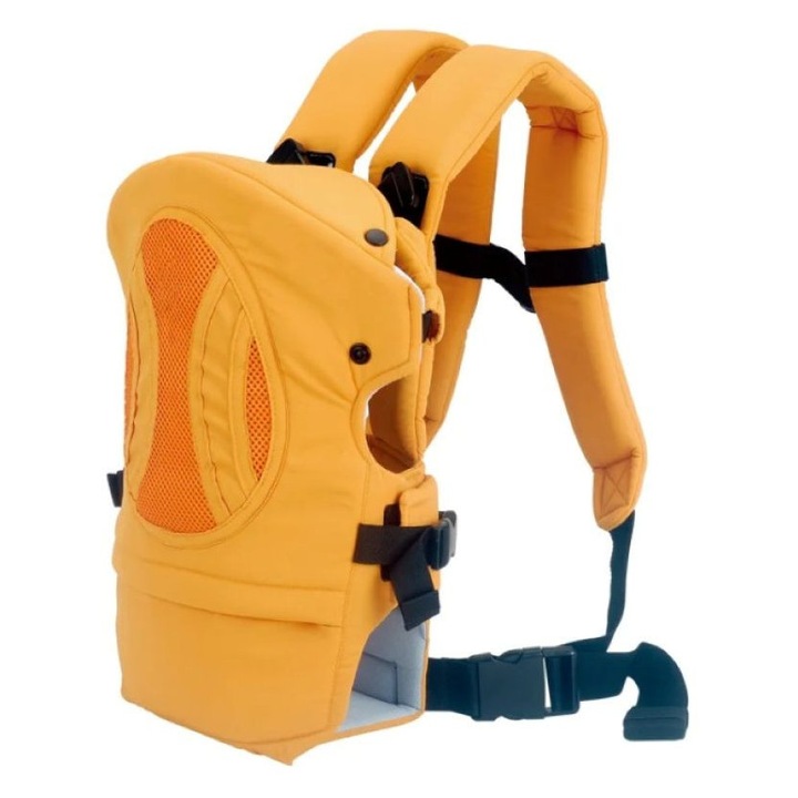 Marsupiu ergonomic pentru bebelusi, GHEMOTOC®, suport lombar, bretele captusite, 3 pozitii de transport, galben