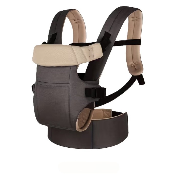 Marsupiu ergonomic pentru bebelusi, GHEMOTOC®, suport lombar, bretele captusite, 3 pozitii de transport, maro