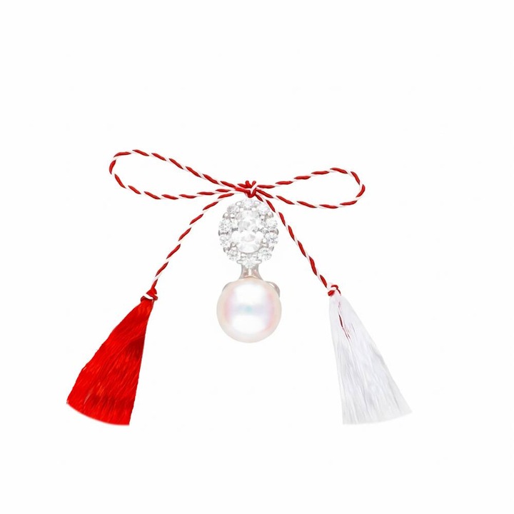 Martisor Argint Pandantiv Oval Perla 6 mm BijouxMania