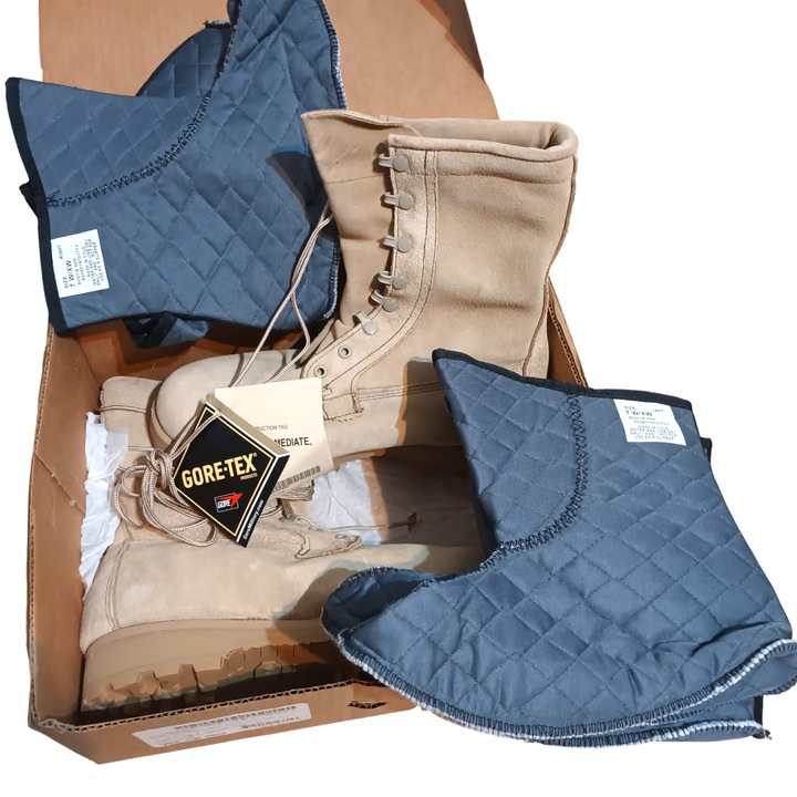 Ghete militare de iarnă Wellco, Gore-Tex, Vibram, bej, 43 EU, set cu 2 perechi de căptușeală detasabilă