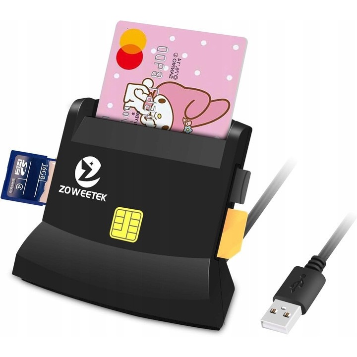 Cititor de carduri Zoweetek, USB, compatibil ISO 7816, EMV Level 1, 10x5x2cm