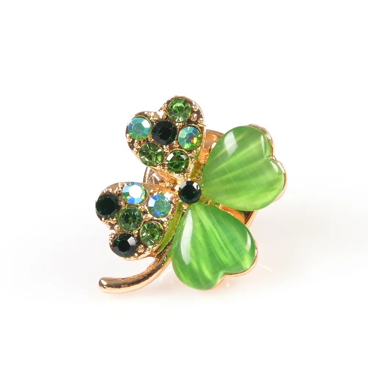 Brosa martisor cu pietre in nuante de verde