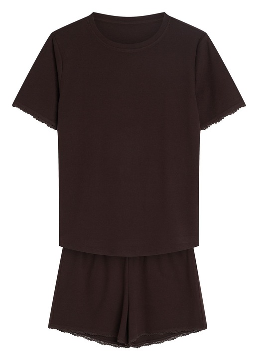 Pijama dama, Esotiq, set Mocca, dantele, maro inchis, L