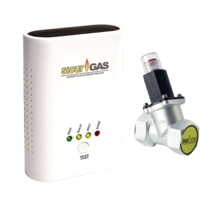 Kit senzor gaz + electrovalva Sicurgas, 220 V, D 3/4"