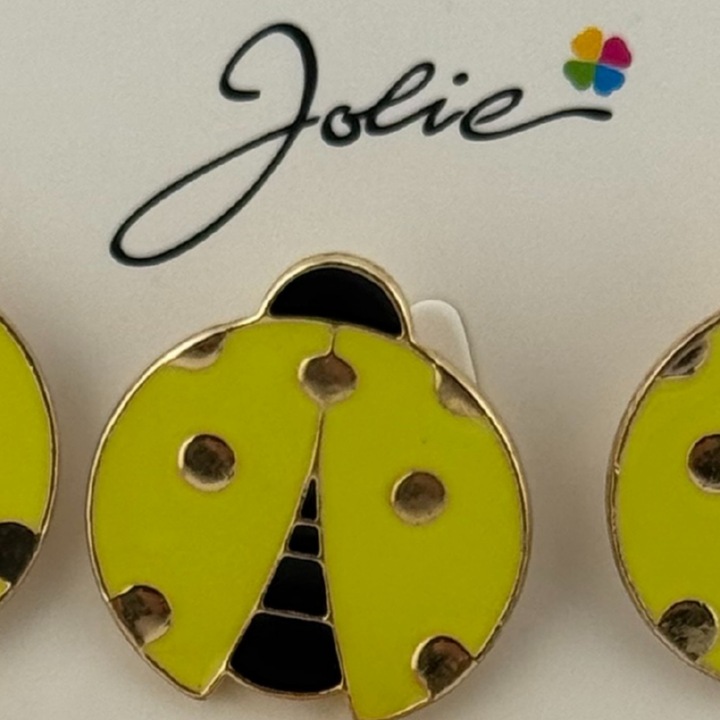 Set 12 Brose Martisor pentru Copii, Jolie, Model Buburuza, Auriu